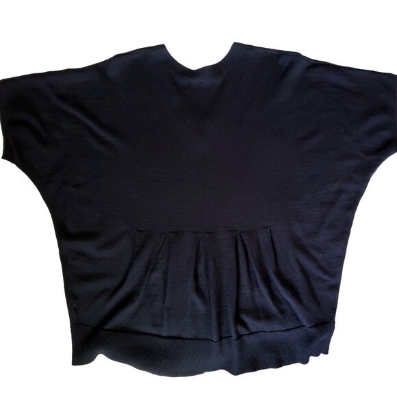 Coldwater Creek Black Short V Neck Sleeve Sweater Wool Blend- Size L -Swing - Picture 2 of 9